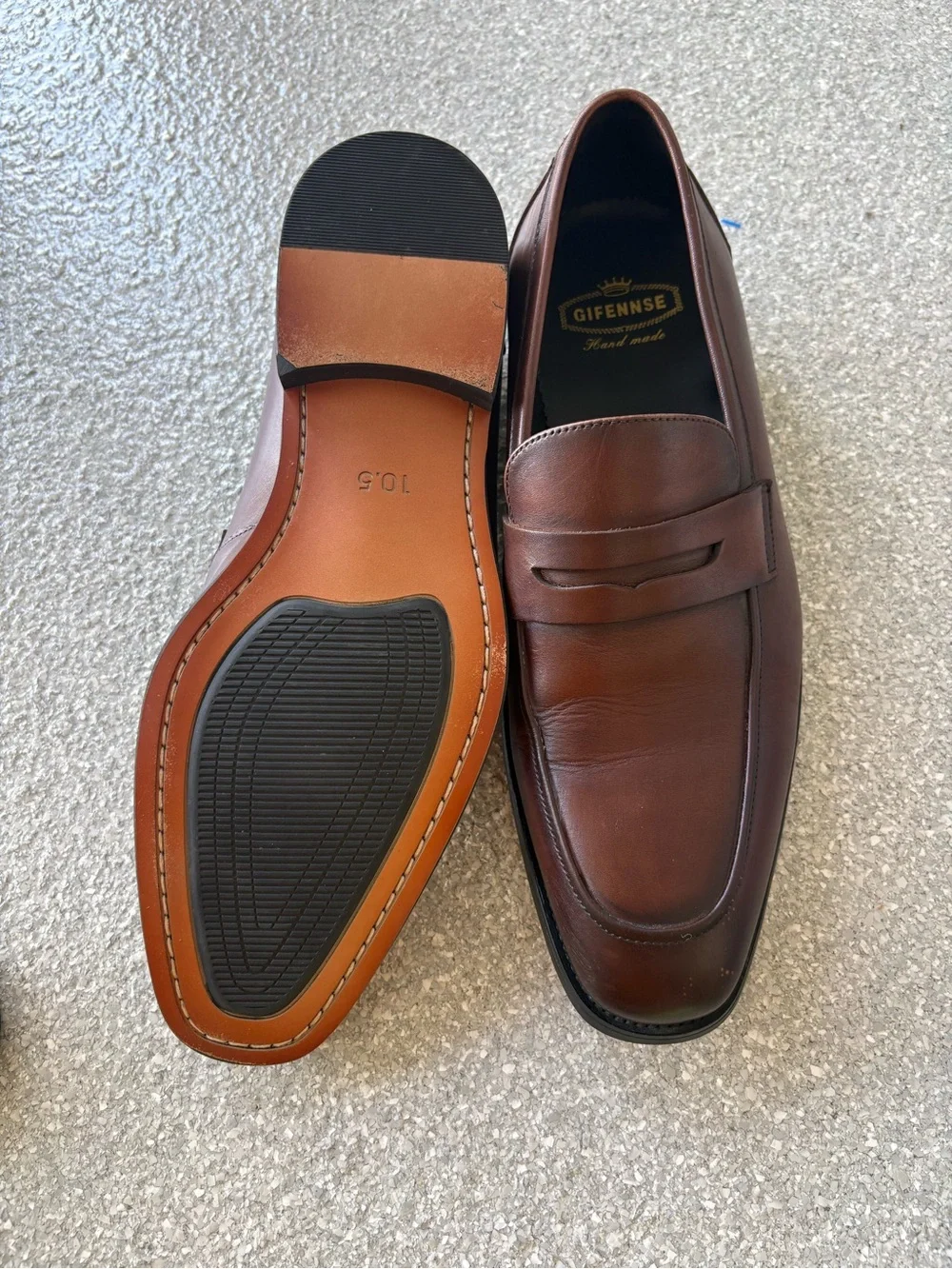 Gifenns handmade brown leather penny loafers size 10.5